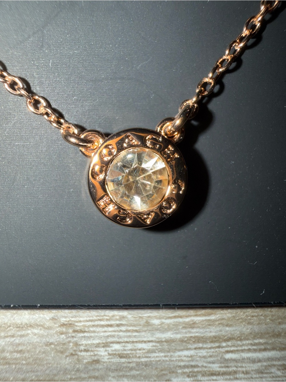 COACH Rose Gold Necklace and Stud Earring Set with Pink Crystals - Picture 3 of 3